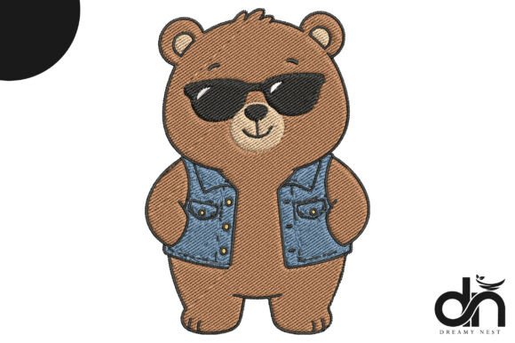 Cool Bear in Sunglasses Embroidery
