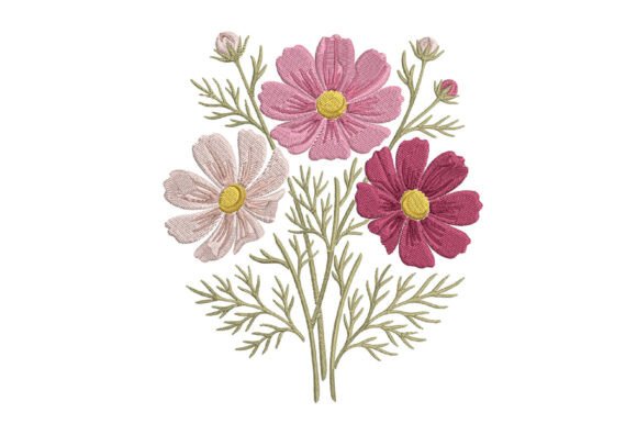 Cosmos Floral Embroidery Design: A Soft Touch for Craft Fair Success