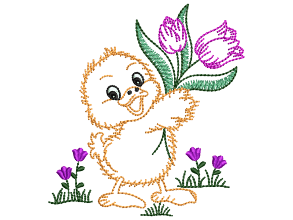 Cute Chick Tulip Embroidery: A Seasonal Design Review
