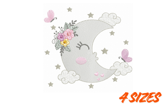 Moon Blossom Embroidery Design Set for Etsy Sellers